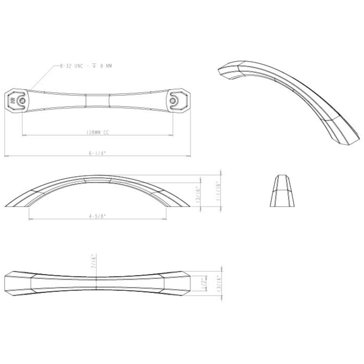 Jeffrey Alexander - 678-128DBAC - Wheeler 5-1/16" Center to Center Transitional Beveled Arch Bow Cabinet Handle / Drawer Pull in Brushed Oil Rubbed Bronze