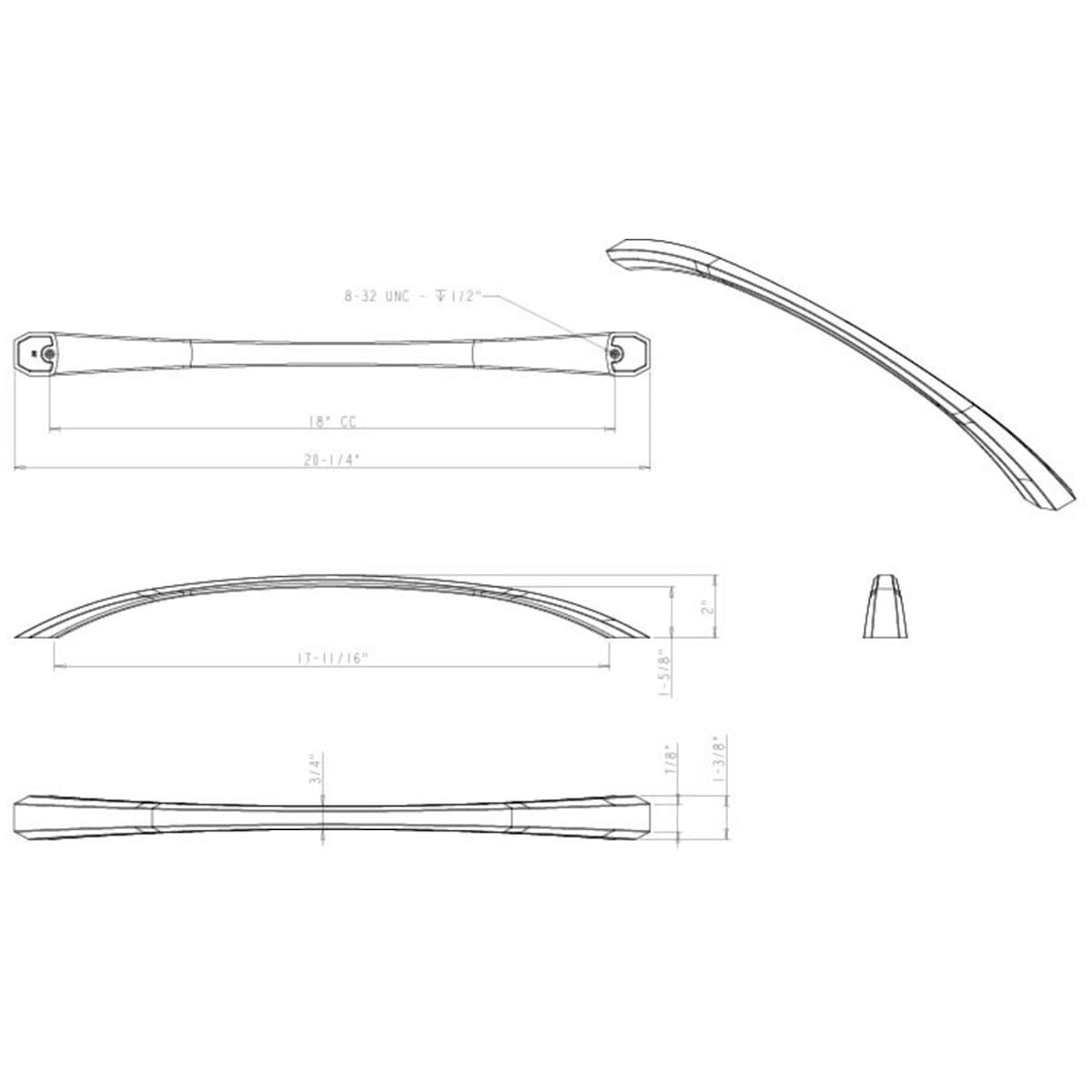 Jeffrey Alexander - 678-18DBAC - Wheeler 18" Center to Center Transitional Beveled Arch Bow Appliance Handle / Pull in Brushed Oil Rubbed Bronze