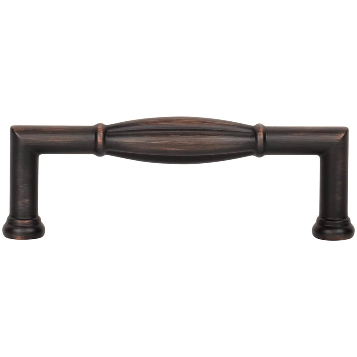 Jeffrey Alexander - 686-96SN - Southerland 3-3/4" (96mm) Center to Center Traditional Ridged Barrel Cabinet Handle / Drawer Pull in Satin Nickel