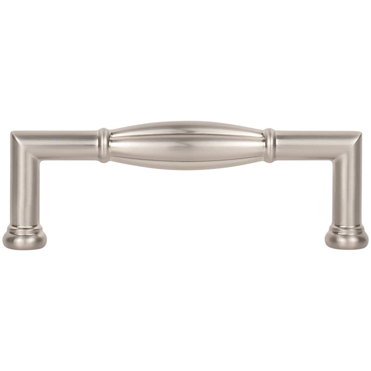 Jeffrey Alexander - 686-96SN - Southerland 3-3/4" (96mm) Center to Center Traditional Ridged Barrel Cabinet Handle / Drawer Pull in Satin Nickel