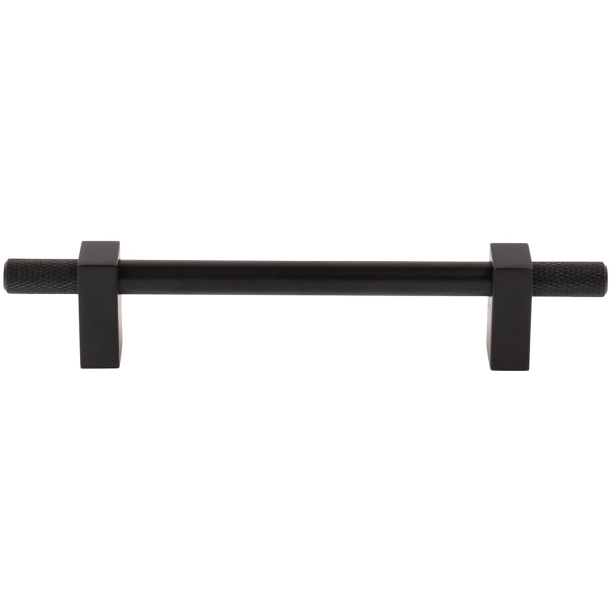 Jeffrey Alexander - 698-128MB - Larkin Outer Knurled 5-1/16" (128mm) Center to Center Modern Industrial Cabinet Bar Handle / Drawer Bar Pull in Matte Black