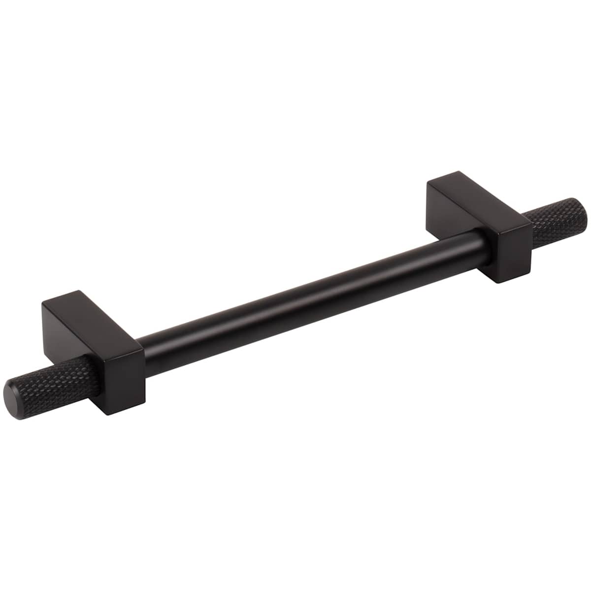 Jeffrey Alexander - 698-128MB - Larkin Outer Knurled 5-1/16" (128mm) Center to Center Modern Industrial Cabinet Bar Handle / Drawer Bar Pull in Matte Black