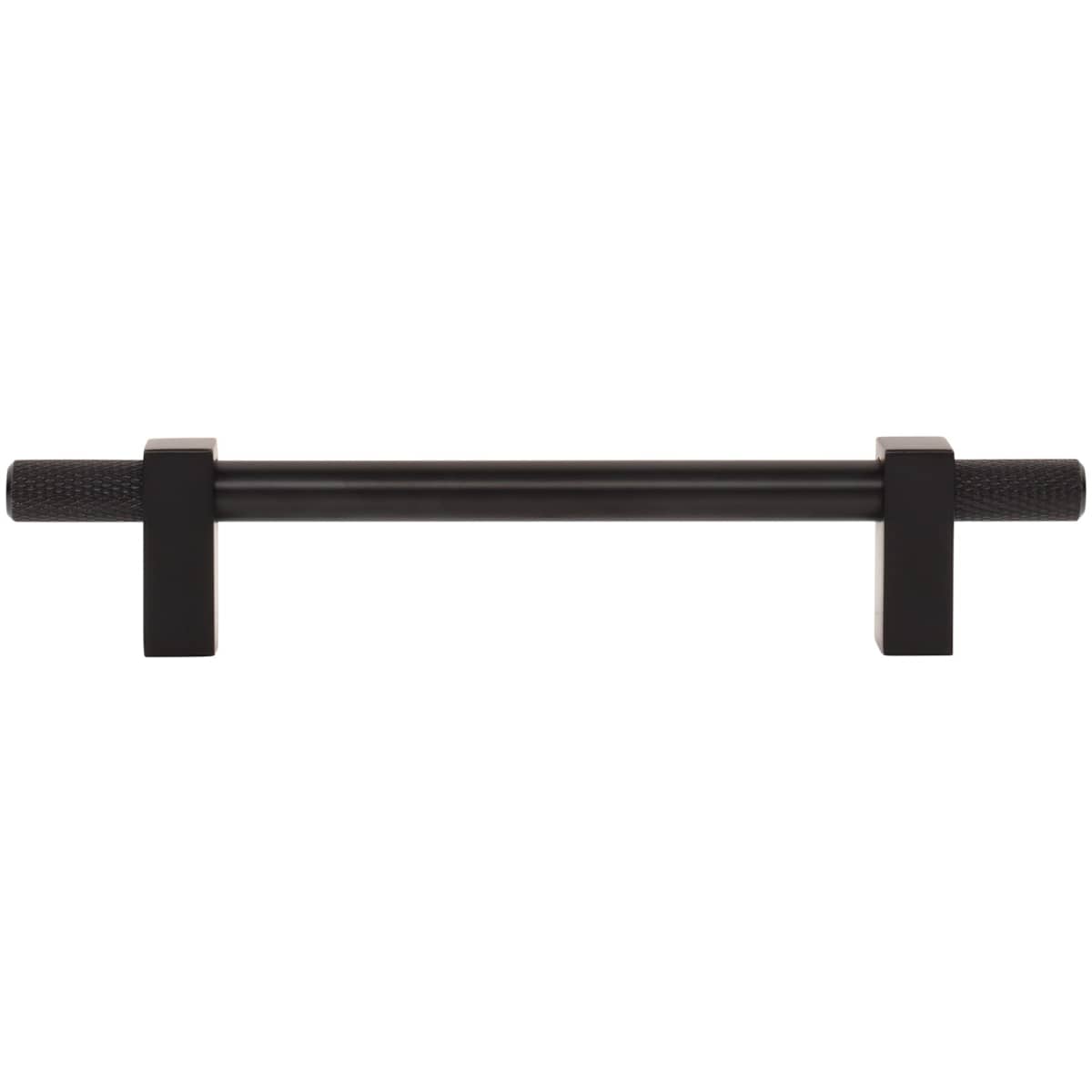 Jeffrey Alexander - 698-128MB - Larkin Outer Knurled 5-1/16" (128mm) Center to Center Modern Industrial Cabinet Bar Handle / Drawer Bar Pull in Matte Black