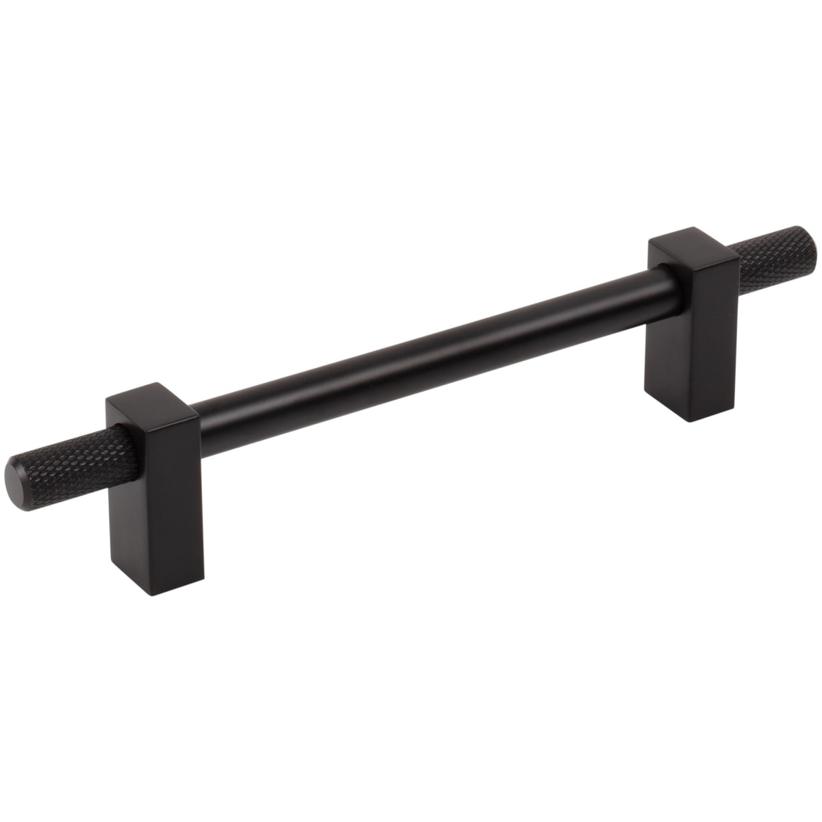 Jeffrey Alexander - 698-128MB - Larkin Outer Knurled 5-1/16" (128mm) Center to Center Modern Industrial Cabinet Bar Handle / Drawer Bar Pull in Matte Black