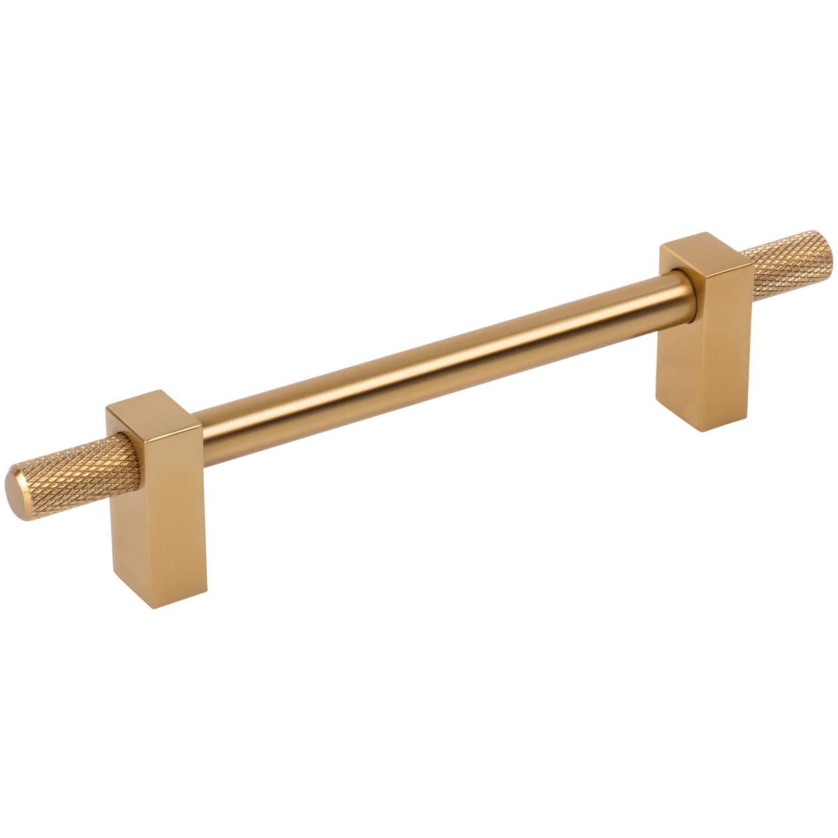 Jeffrey Alexander - 698-128SBZ - Larkin Outer Knurled 5-1/16" (128mm) Center to Center Modern Industrial Cabinet Bar Handle / Drawer Bar Pull in Satin Bronze