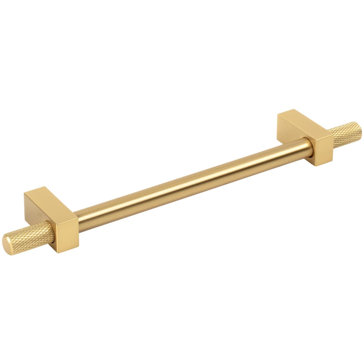 Jeffrey Alexander - 698-160SN - Larkin Outer Knurled 6-5/16" (160mm) Center to Center Modern Industrial Cabinet Bar Handle / Drawer Bar Pull in Satin Nickel