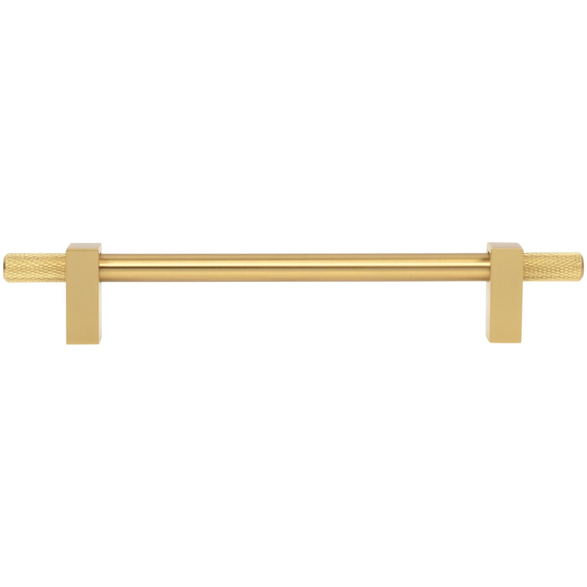 Jeffrey Alexander - 698-160SN - Larkin Outer Knurled 6-5/16" (160mm) Center to Center Modern Industrial Cabinet Bar Handle / Drawer Bar Pull in Satin Nickel