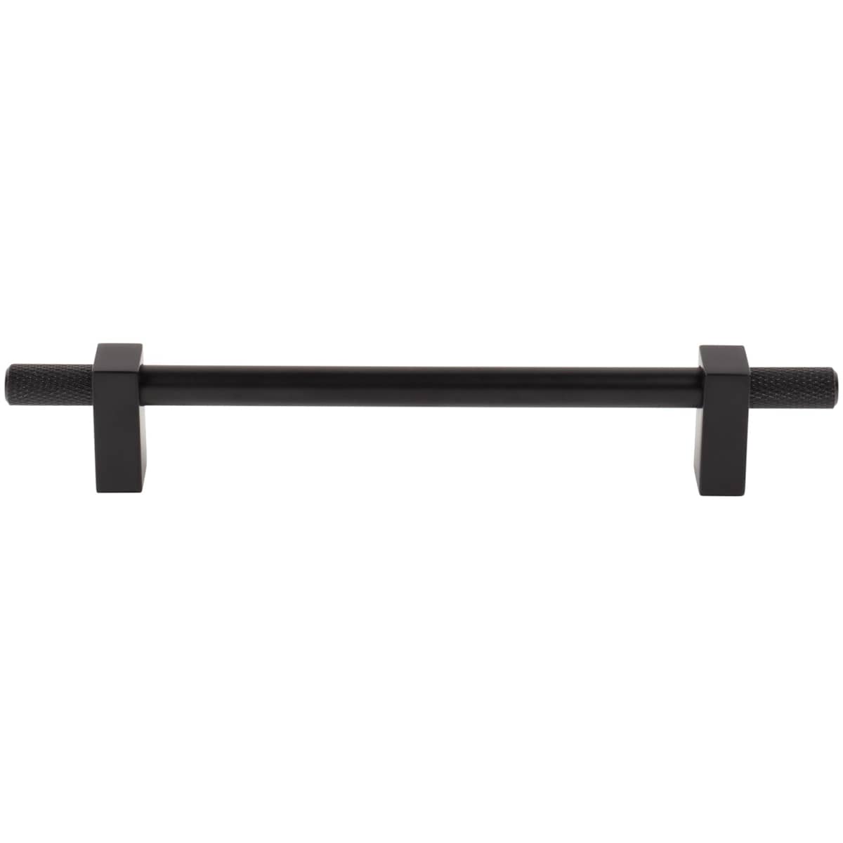 Jeffrey Alexander - 698-160SN - Larkin Outer Knurled 6-5/16" (160mm) Center to Center Modern Industrial Cabinet Bar Handle / Drawer Bar Pull in Satin Nickel