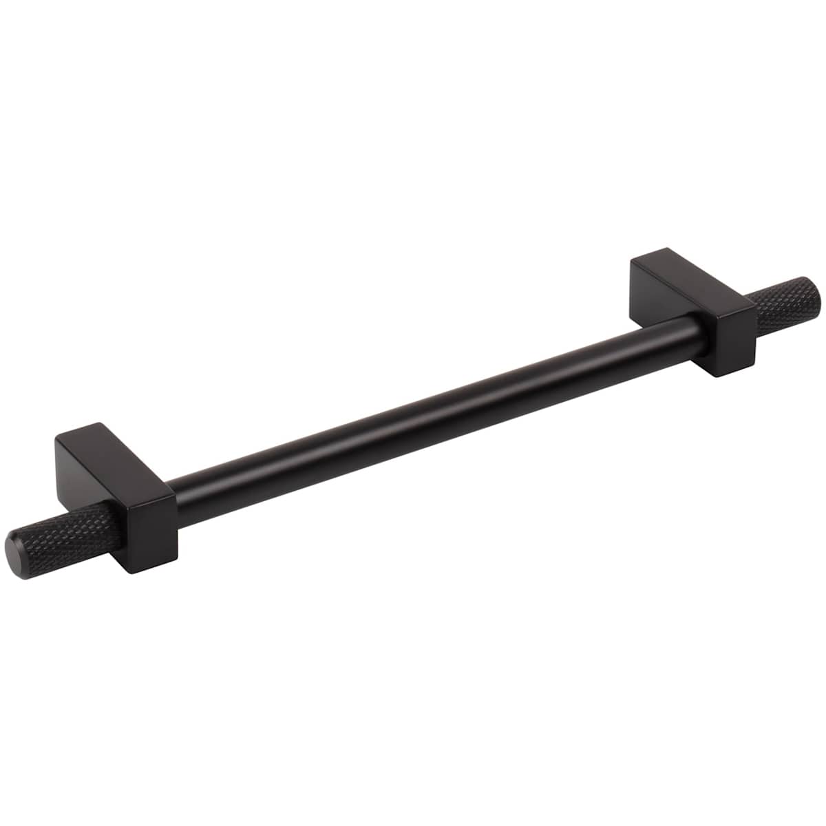 Jeffrey Alexander - 698-160SN - Larkin Outer Knurled 6-5/16" (160mm) Center to Center Modern Industrial Cabinet Bar Handle / Drawer Bar Pull in Satin Nickel