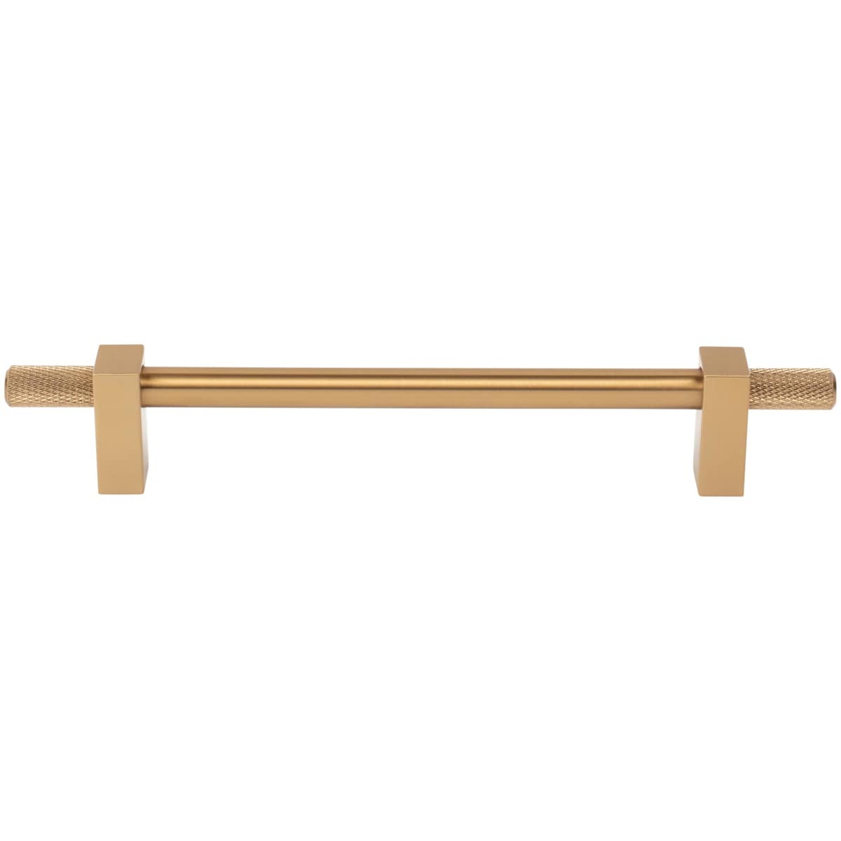 Jeffrey Alexander - 698-160SN - Larkin Outer Knurled 6-5/16" (160mm) Center to Center Modern Industrial Cabinet Bar Handle / Drawer Bar Pull in Satin Nickel