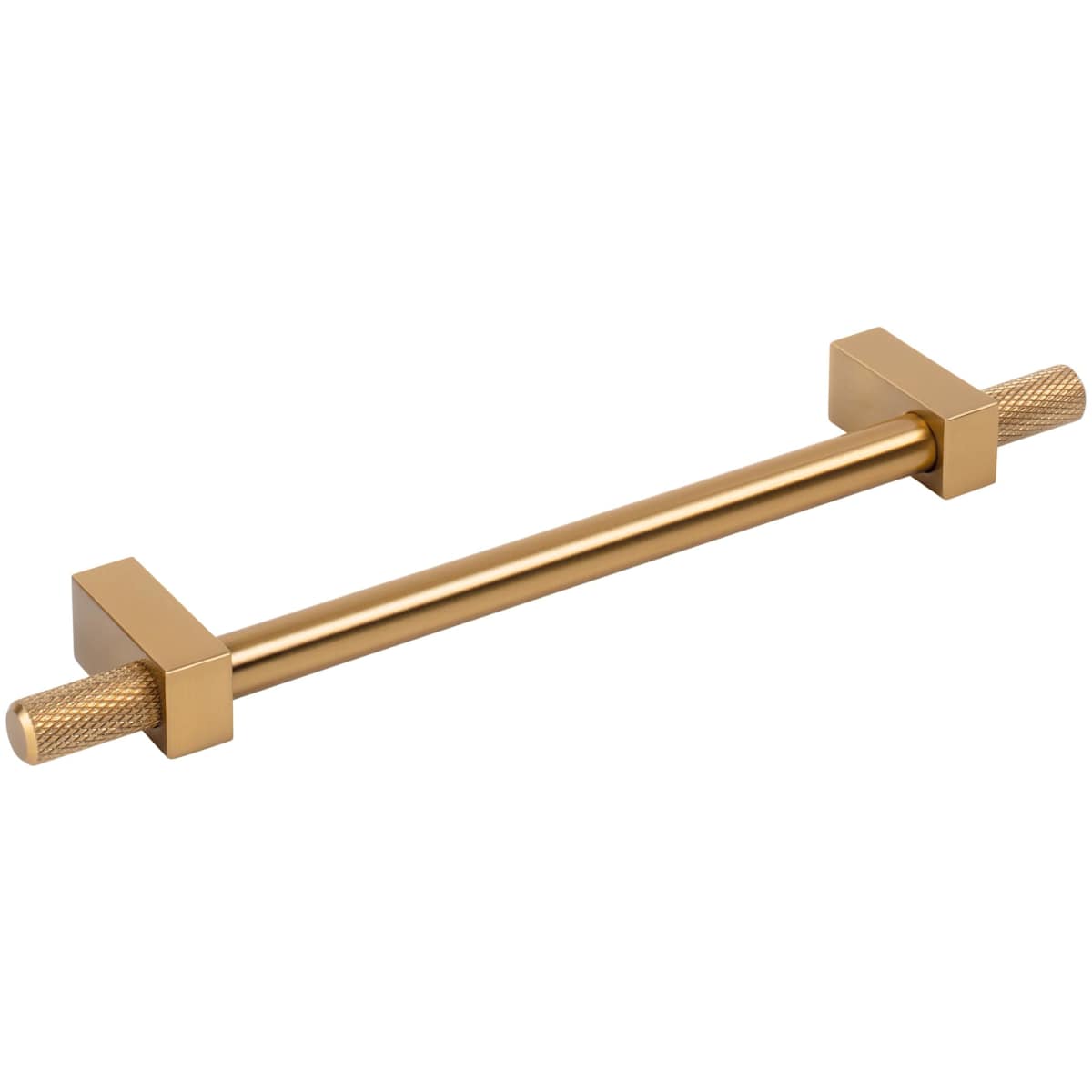 Jeffrey Alexander - 698-160SN - Larkin Outer Knurled 6-5/16" (160mm) Center to Center Modern Industrial Cabinet Bar Handle / Drawer Bar Pull in Satin Nickel
