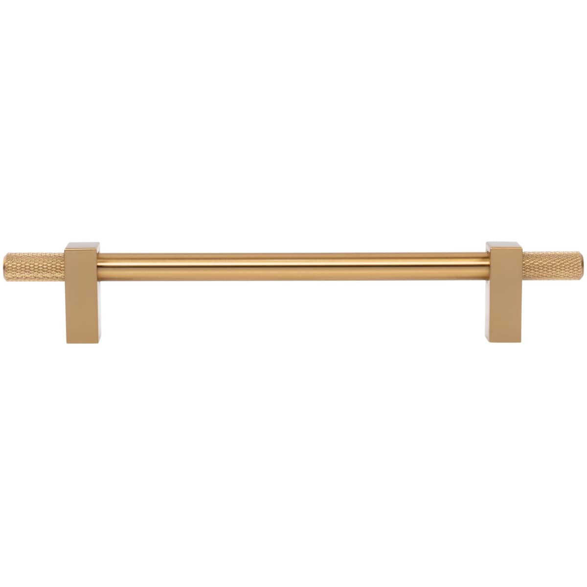 Jeffrey Alexander - 698-160SN - Larkin Outer Knurled 6-5/16" (160mm) Center to Center Modern Industrial Cabinet Bar Handle / Drawer Bar Pull in Satin Nickel