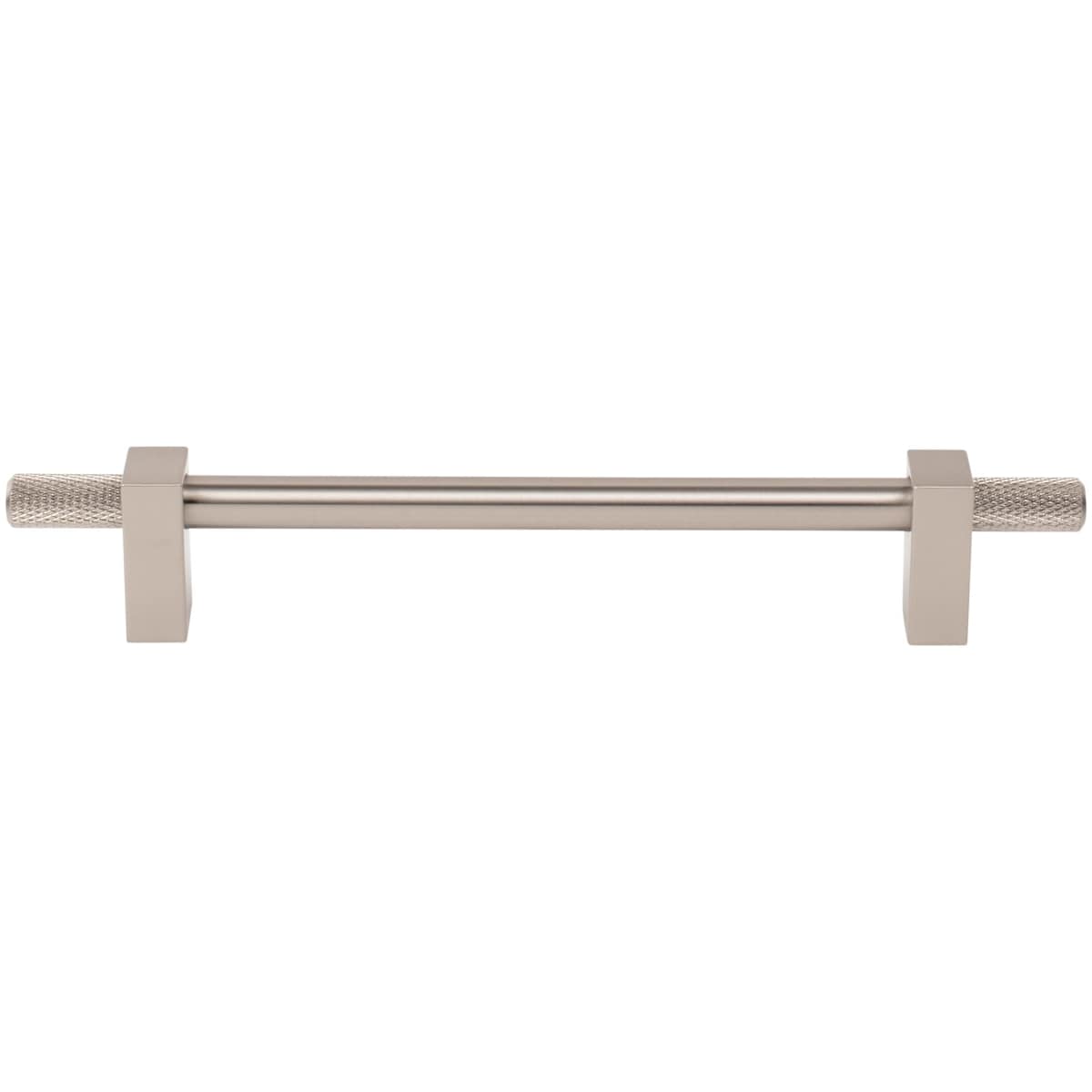 Jeffrey Alexander - 698-160SN - Larkin Outer Knurled 6-5/16" (160mm) Center to Center Modern Industrial Cabinet Bar Handle / Drawer Bar Pull in Satin Nickel