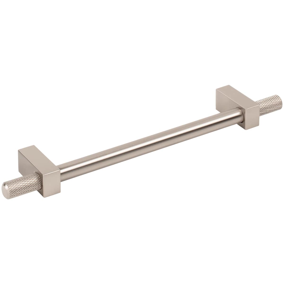 Jeffrey Alexander - 698-160SN - Larkin Outer Knurled 6-5/16" (160mm) Center to Center Modern Industrial Cabinet Bar Handle / Drawer Bar Pull in Satin Nickel