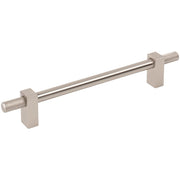 Jeffrey Alexander - 698-160SN - Larkin Outer Knurled 6-5/16" (160mm) Center to Center Modern Industrial Cabinet Bar Handle / Drawer Bar Pull in Satin Nickel