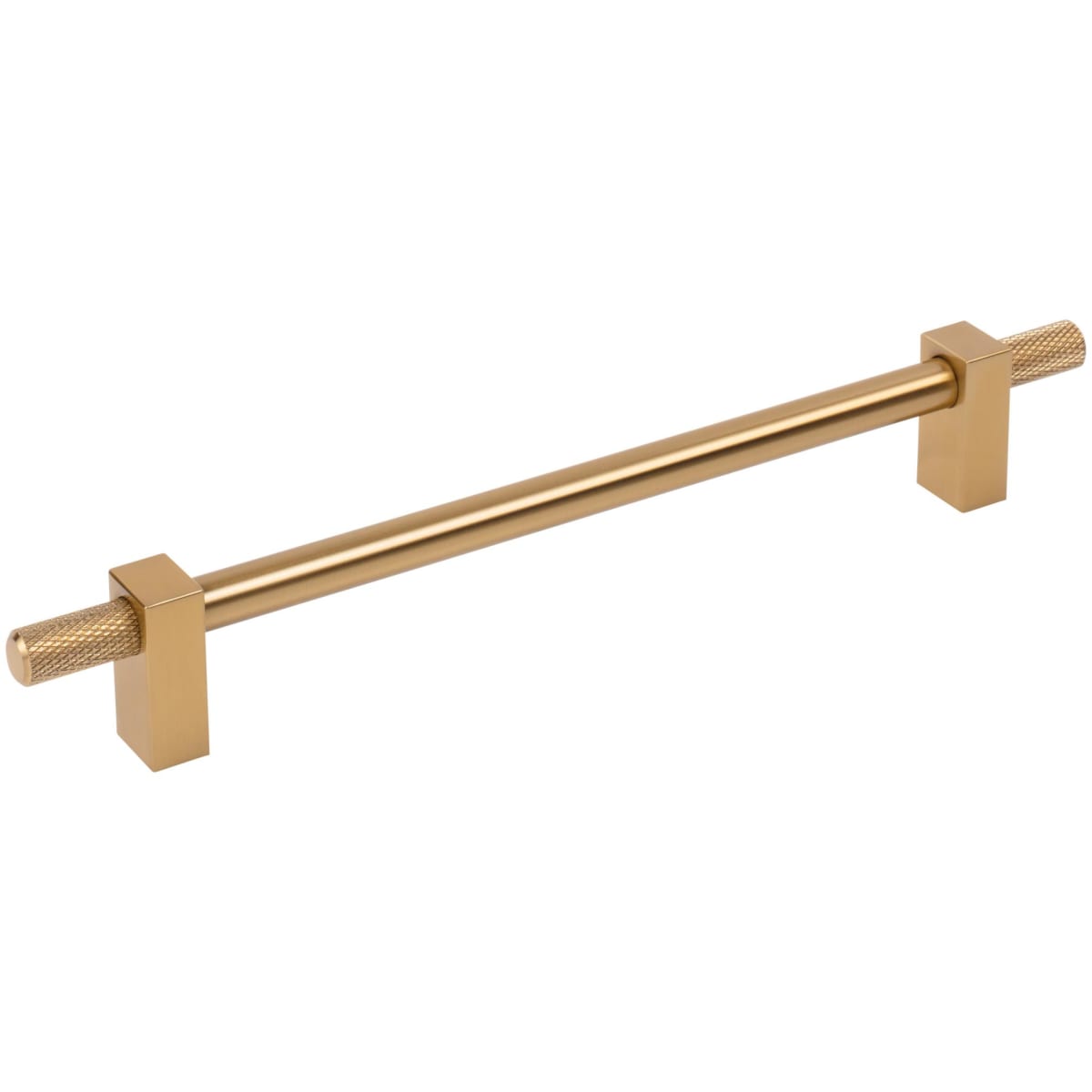 Jeffrey Alexander - 698-192SBZ - Larkin Outer Knurled 7-9/16" (192mm) Center to Center Modern Industrial Cabinet Bar Handle / Drawer Bar Pull in Satin Bronze