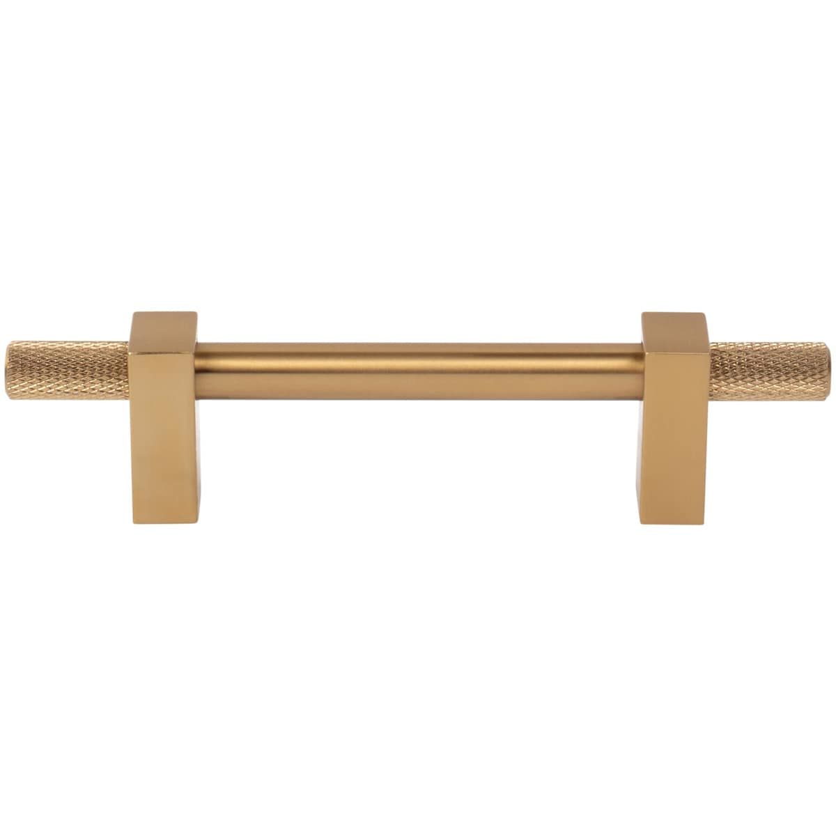 Jeffrey Alexander - 698-96SN - Larkin Outer Knurled 3-3/4" (96mm) Center to Center Modern Industrial Cabinet Bar Handle / Drawer Bar Pull in Satin Nickel