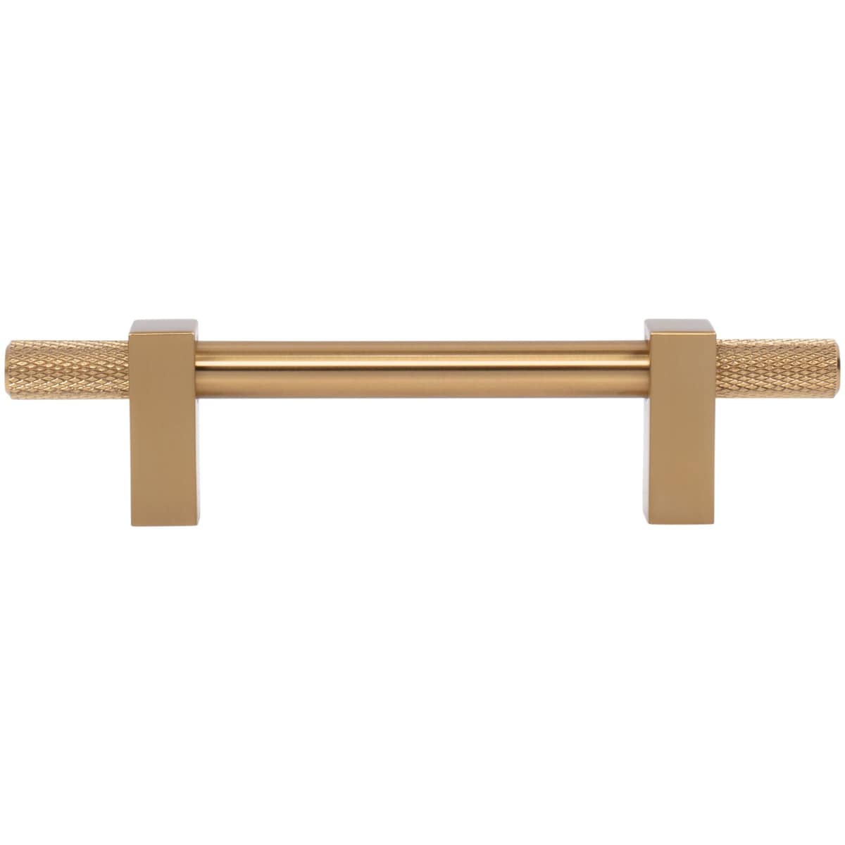 Jeffrey Alexander - 698-96SN - Larkin Outer Knurled 3-3/4" (96mm) Center to Center Modern Industrial Cabinet Bar Handle / Drawer Bar Pull in Satin Nickel