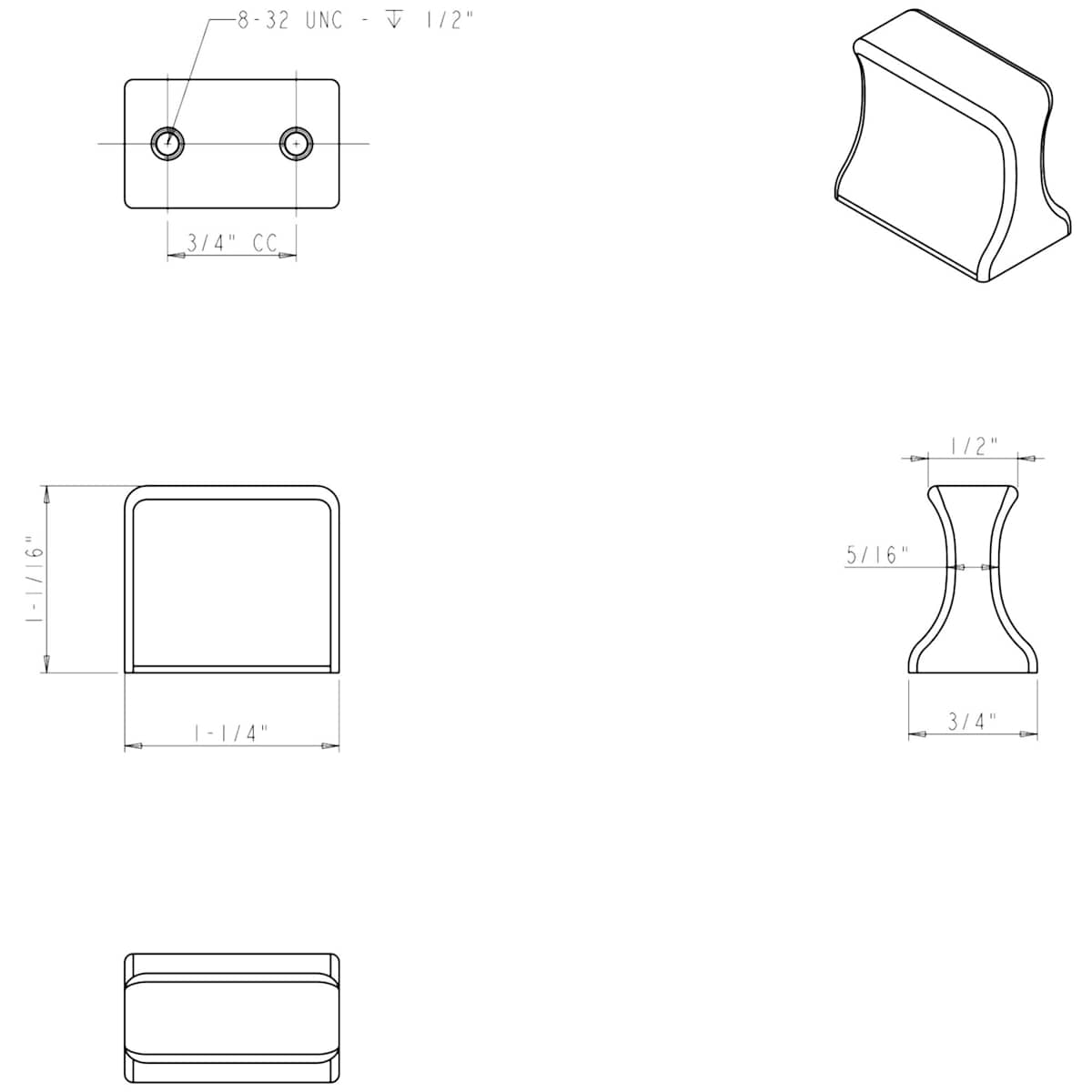 Jeffrey Alexander - 752-19BNBDL - Sullivan 1-1/4" Wide Rectangular Modern Cabinet Knob / Drawer Knob in Brushed Pewter