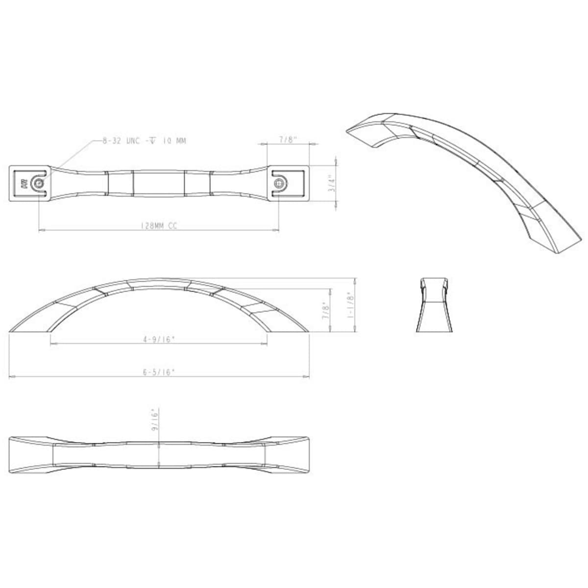 Jeffrey Alexander - 767-128SN - Philip 5-1/16" Center to Center Arch Bow Elegant Cabinet Handle / Drawer Pull in Satin Nickel