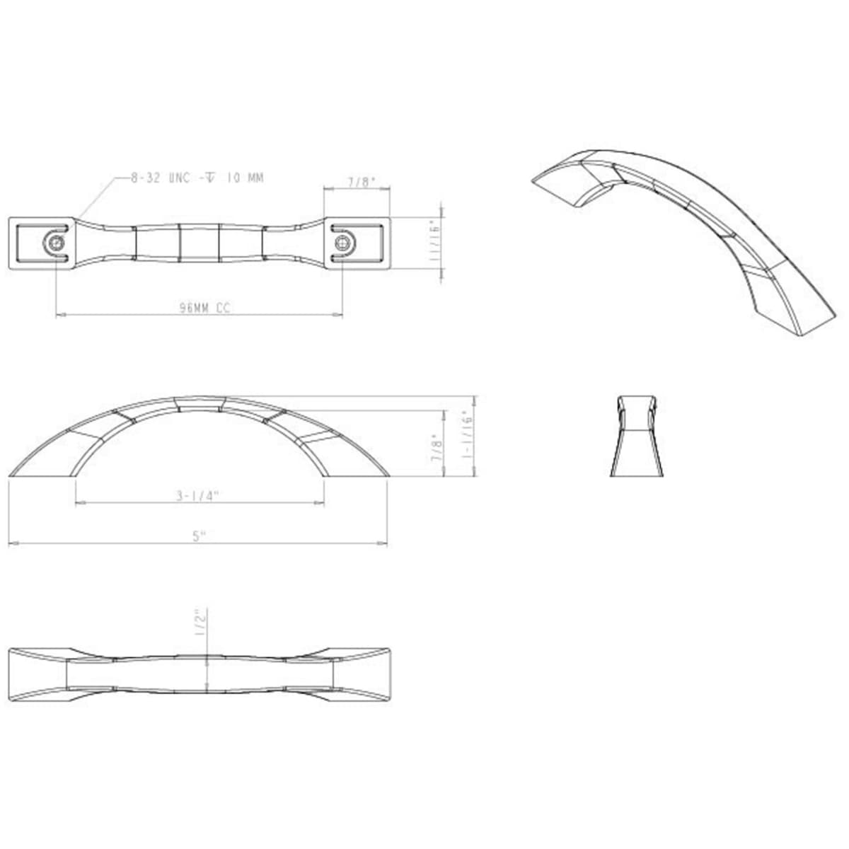 Jeffrey Alexander - 767-96SN - Philip 3-3/4" Center to Center Sleek Arch Bow Cabinet Pull / Drawer Handle in Satin Nickel