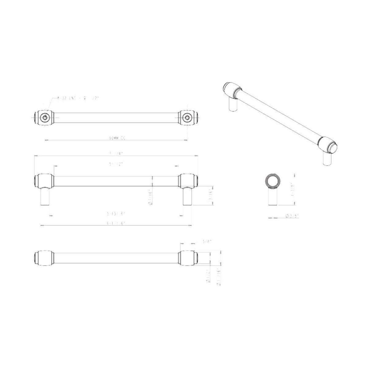 Jeffrey Alexander - 775-160SN - Carmen 6-5/16" (160 mm) Center to Center Glam Clear Acrylic Cabinet Handle / Drawer Pull in Satin Nickel
