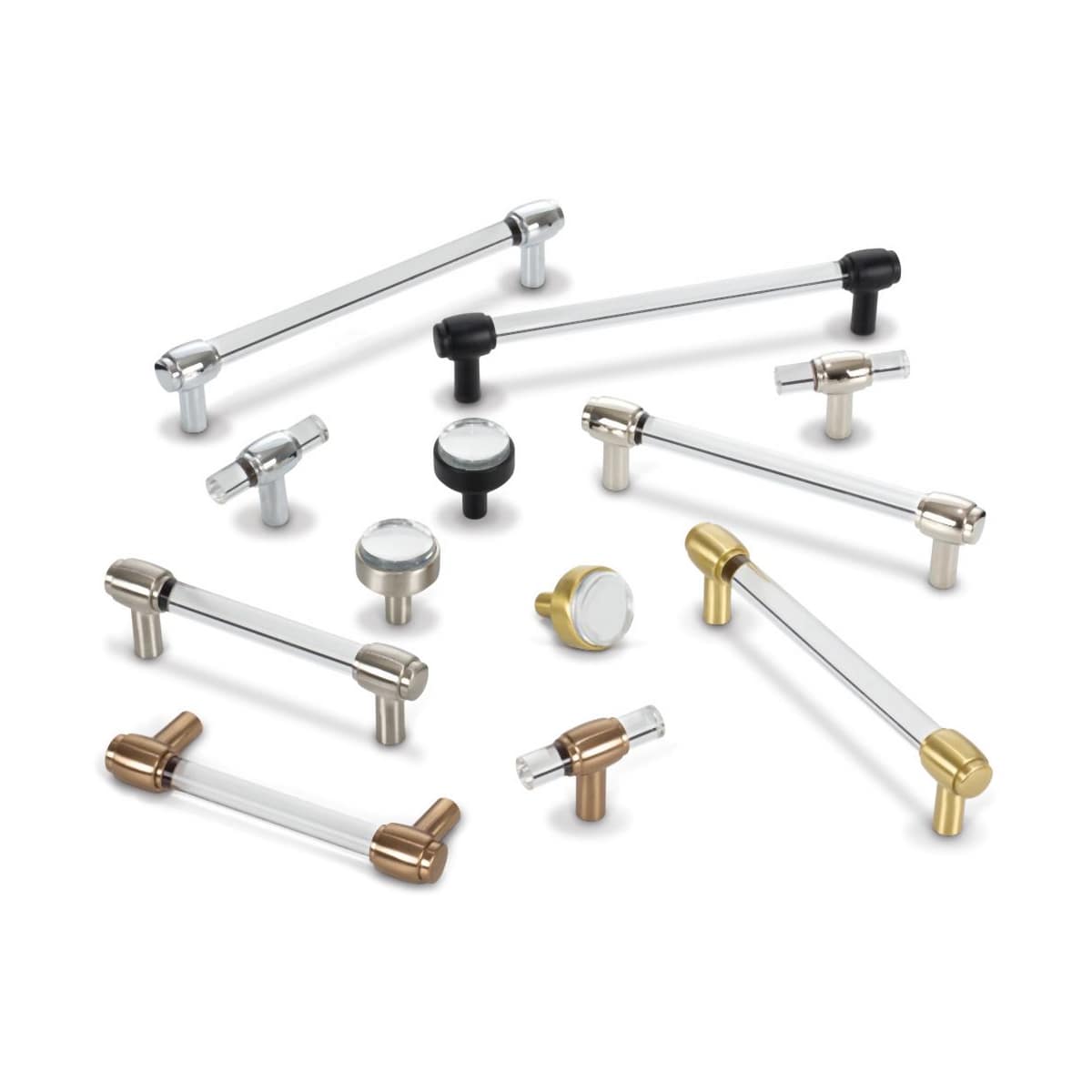 Jeffrey Alexander - 775-96SN - Carmen 3-3/4" (96 mm) Center to Center Glam Clear Acrylic Bar Cabinet Handle / Drawer Pull in Satin Nickel