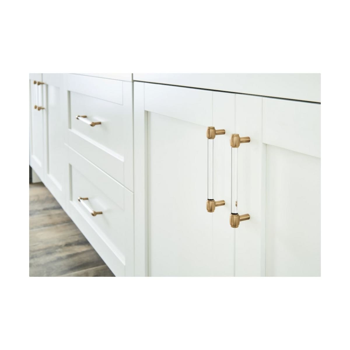 Jeffrey Alexander - 775-96SN - Carmen 3-3/4" (96 mm) Center to Center Glam Clear Acrylic Bar Cabinet Handle / Drawer Pull in Satin Nickel