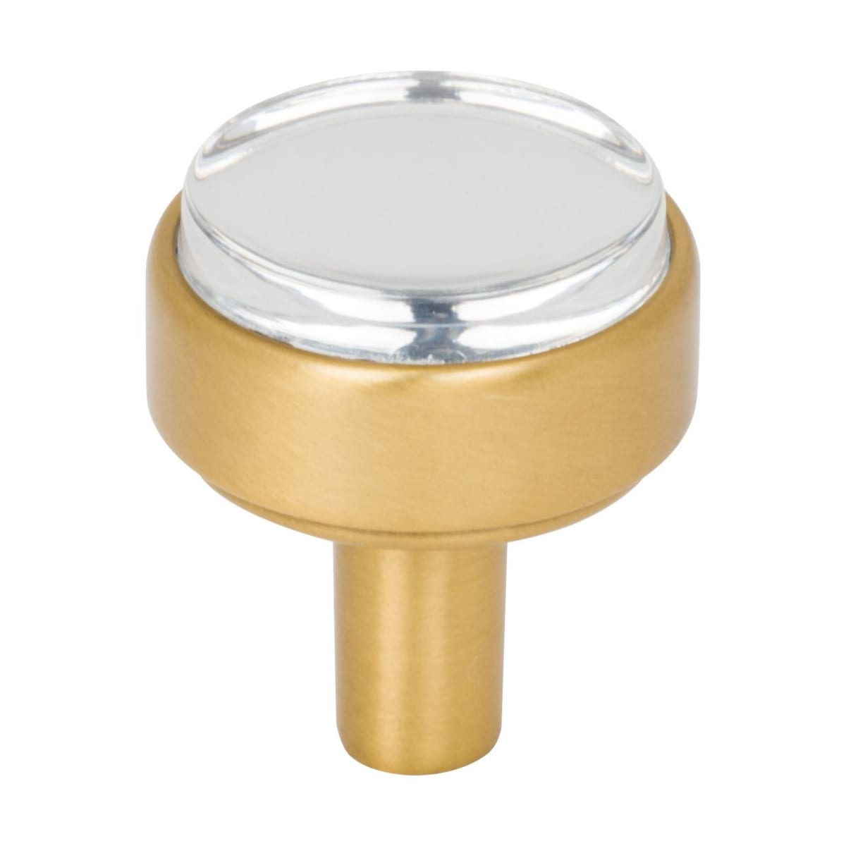 Carmen 1-1/8" Glam Industrial Round Flat Clear Acrylic Mushroom Cabinet Knob / Drawer Knob with Metal Mount