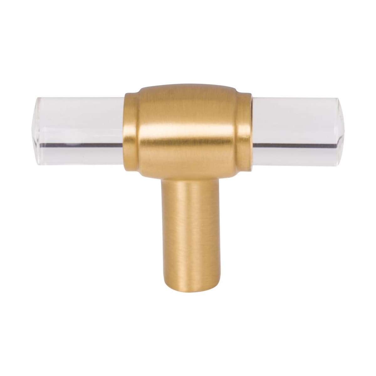 Jeffrey Alexander - 775L-SBZ - Carmen 2 Inch "T Bar Acrylic Clear Cabinet Knob / Drawer Knob with Metal Mount in Satin Bronze