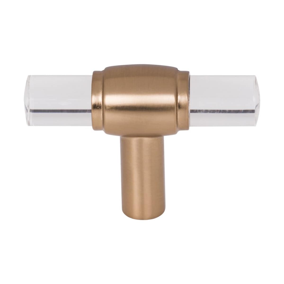 Jeffrey Alexander - 775L-SBZ - Carmen 2 Inch "T Bar Acrylic Clear Cabinet Knob / Drawer Knob with Metal Mount in Satin Bronze