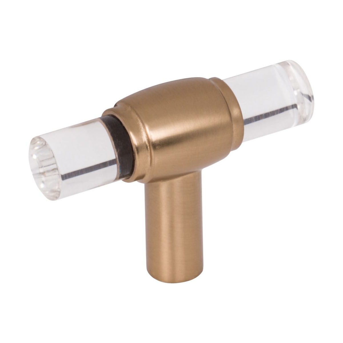 Jeffrey Alexander - 775L-SBZ - Carmen 2 Inch "T Bar Acrylic Clear Cabinet Knob / Drawer Knob with Metal Mount in Satin Bronze