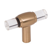 Jeffrey Alexander - 775L-SBZ - Carmen 2 Inch "T Bar Acrylic Clear Cabinet Knob / Drawer Knob with Metal Mount in Satin Bronze