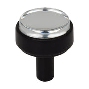 Jeffrey Alexander - 775MB - Carmen 1-1/8" Glam Industrial Round Flat Clear Acrylic Mushroom Cabinet Knob / Drawer Knob with Metal Mount in Matte Black