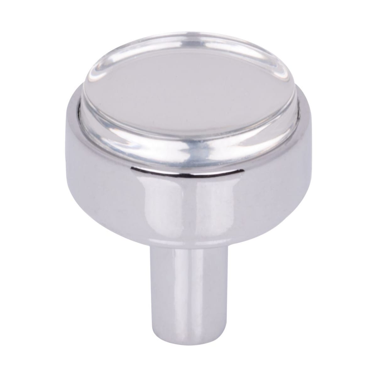 Carmen 1-1/8" Glam Industrial Round Flat Clear Acrylic Mushroom Cabinet Knob / Drawer Knob with Metal Mount