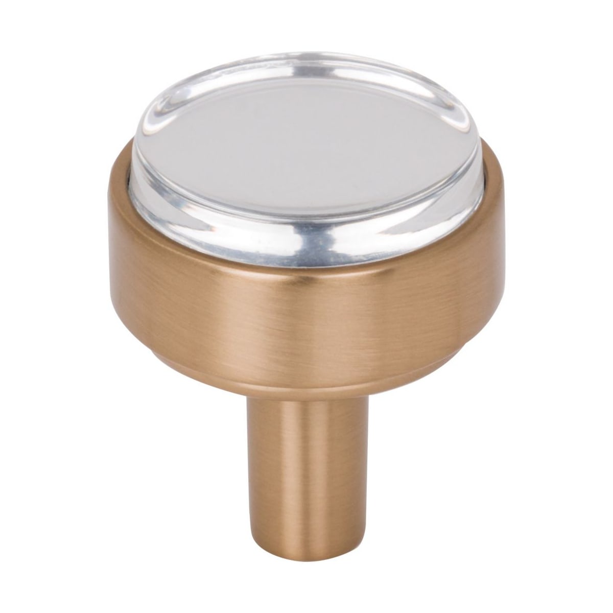 Carmen 1-1/8" Glam Industrial Round Flat Clear Acrylic Mushroom Cabinet Knob / Drawer Knob with Metal Mount