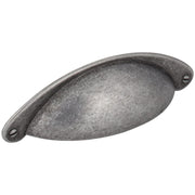 Jeffrey Alexander - 8233SIM - Lyon 3" Center to Center Rustic Country Cabinet Cup Pull / Drawer Cup Handle in Distressed Antique Silver