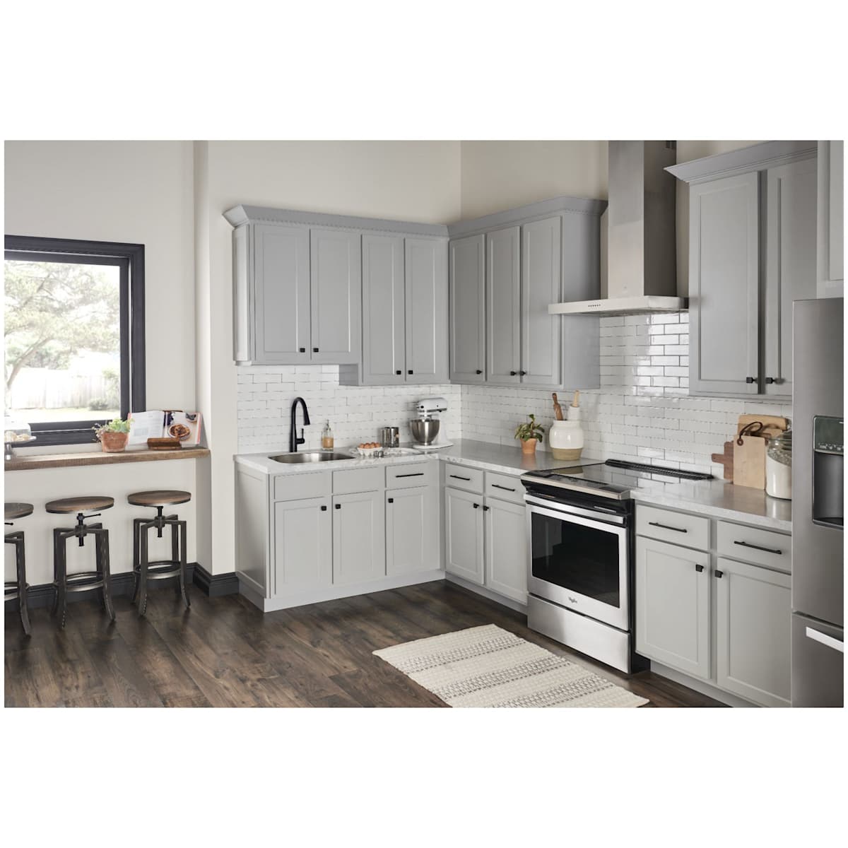 Jeffrey Alexander - 845BNBDL - Dominique 1-1/8" Thick Square Cabinet Knob / Drawer Knob in Brushed Pewter