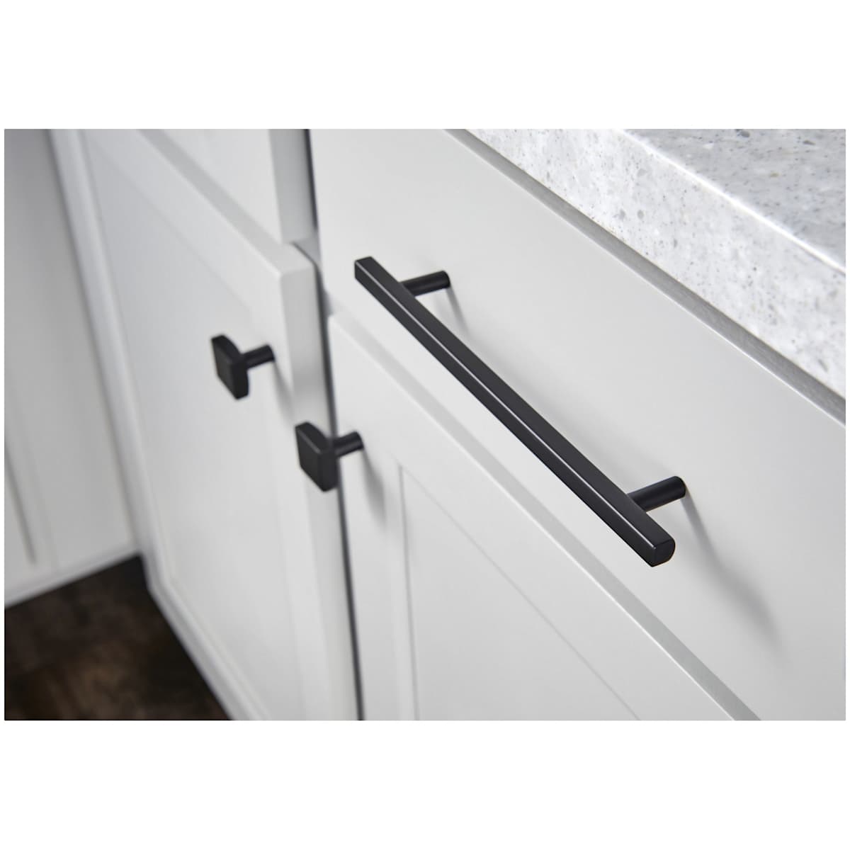 Jeffrey Alexander - 845TL-MB - Dominique 2-1/4 Inch Square "T" Bar Cabinet Knob / Drawer Knob in Matte Black