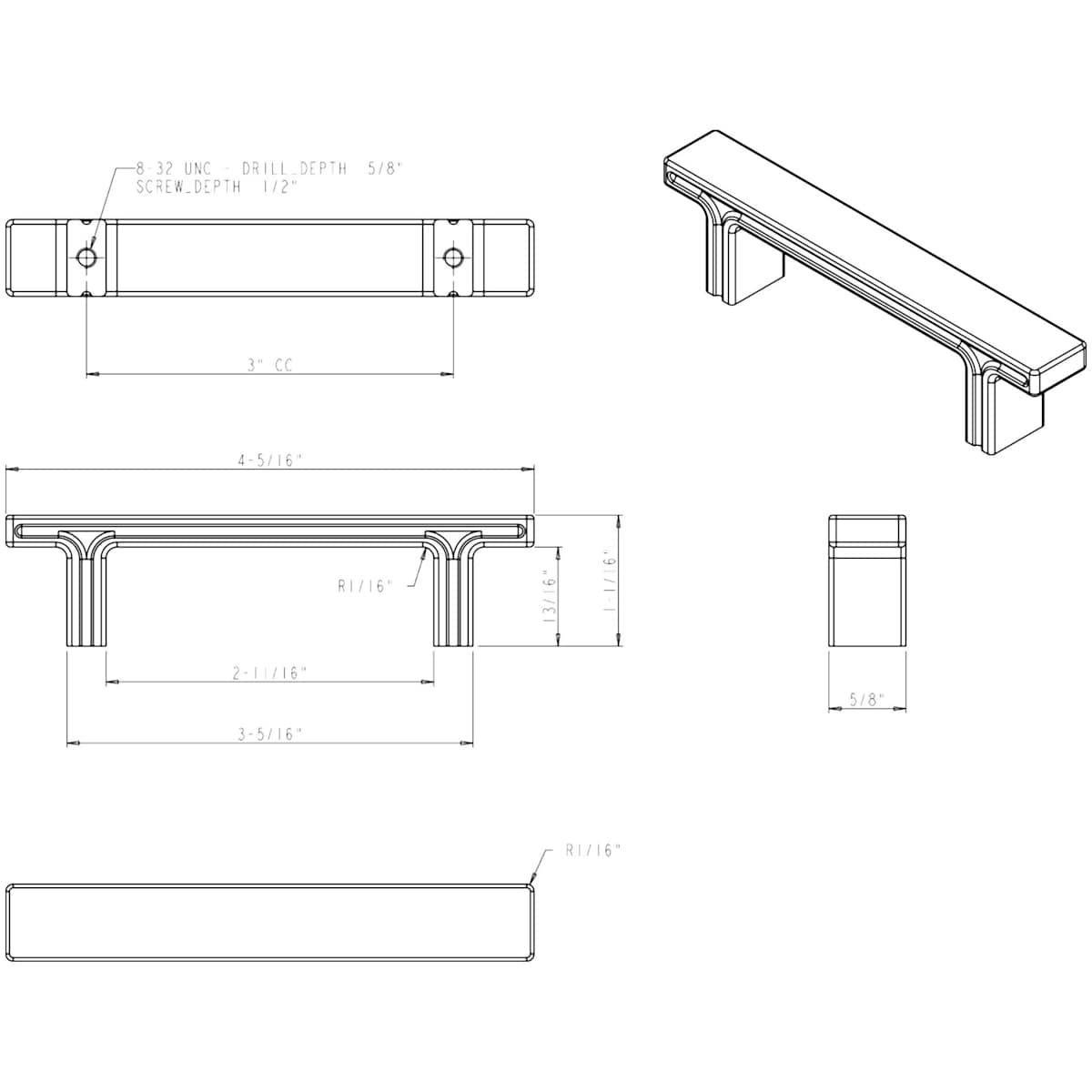 Jeffrey Alexander - 867-3SN - Anwick 3" Center to Center Modern Linear Flat Bar Cabinet Handle / Drawer Pull in Satin Nickel