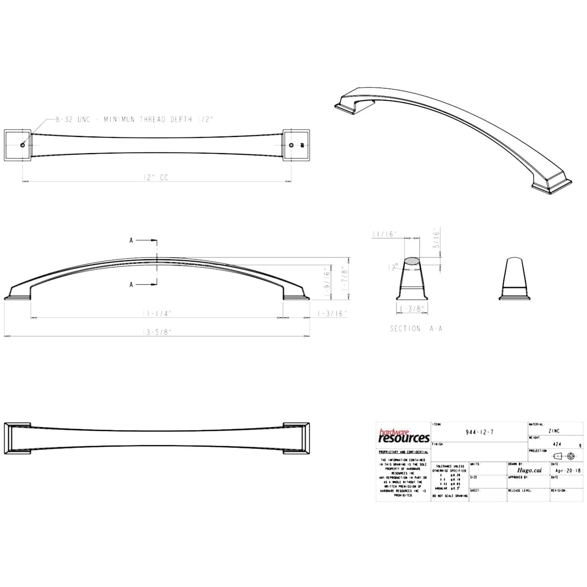 Jeffrey Alexander - 944-12SN - Roman 12" Center to Center Contemporary Arch Bow Appliance Pull / Handle in Satin Nickel