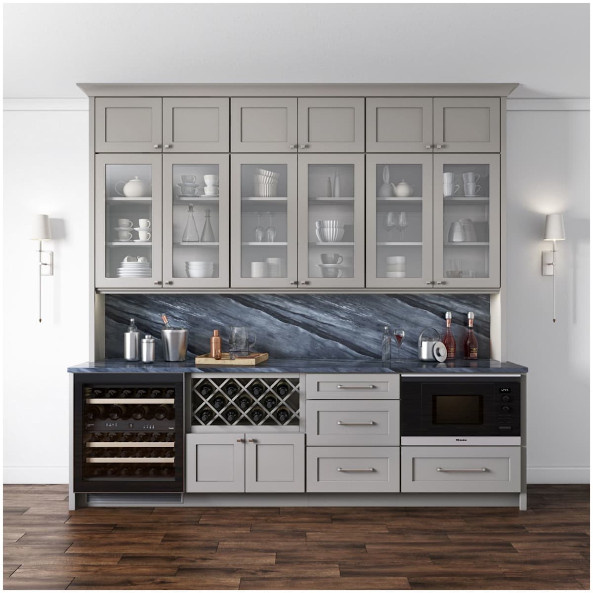 Jeffrey Alexander - 972-224BNBDL - Marlo 8-13/16" Center to Center Curved Contemporary Cabinet Handle / Drawer Pull in Brushed Pewter