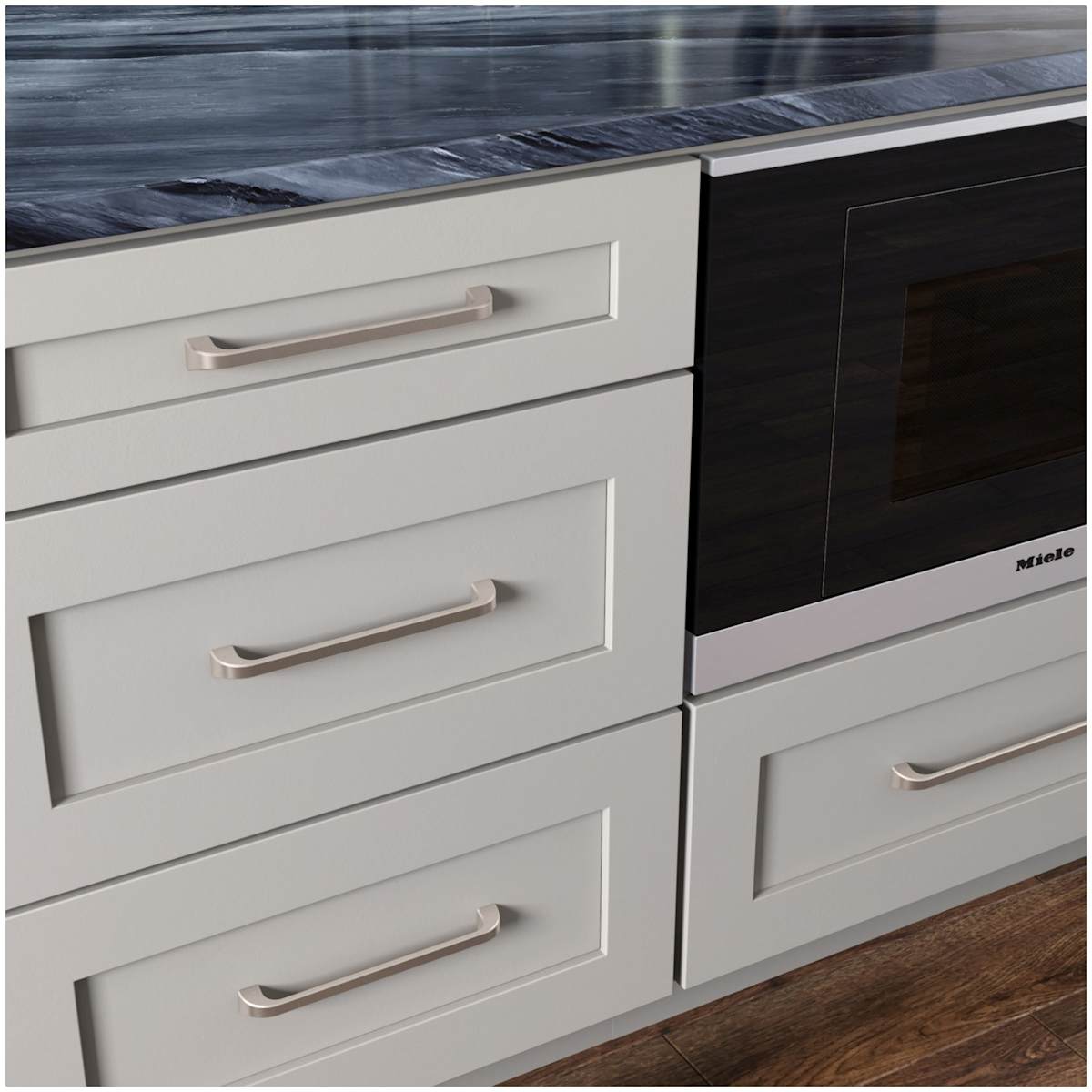 Jeffrey Alexander - 972-305SN - Marlo 12" Center to Center Curved Contemporary Large Cabinet Handle / Drawer Pull in Satin Nickel
