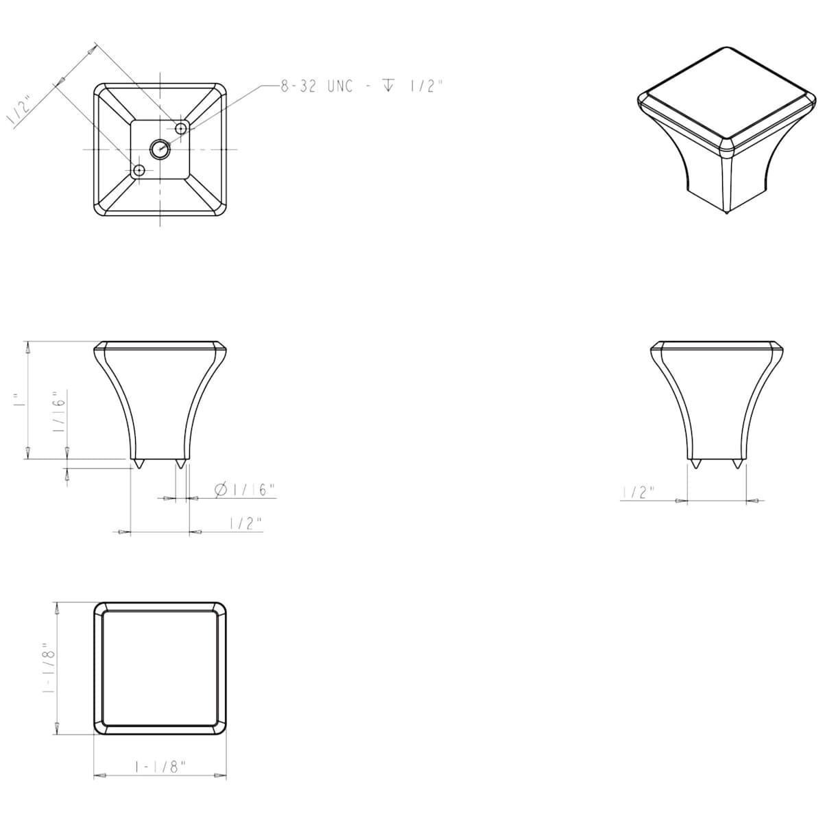 Jeffrey Alexander - 972SN - Marlo 1-1/8" Square Contemporary Cabinet / Drawer Knob in Satin Nickel
