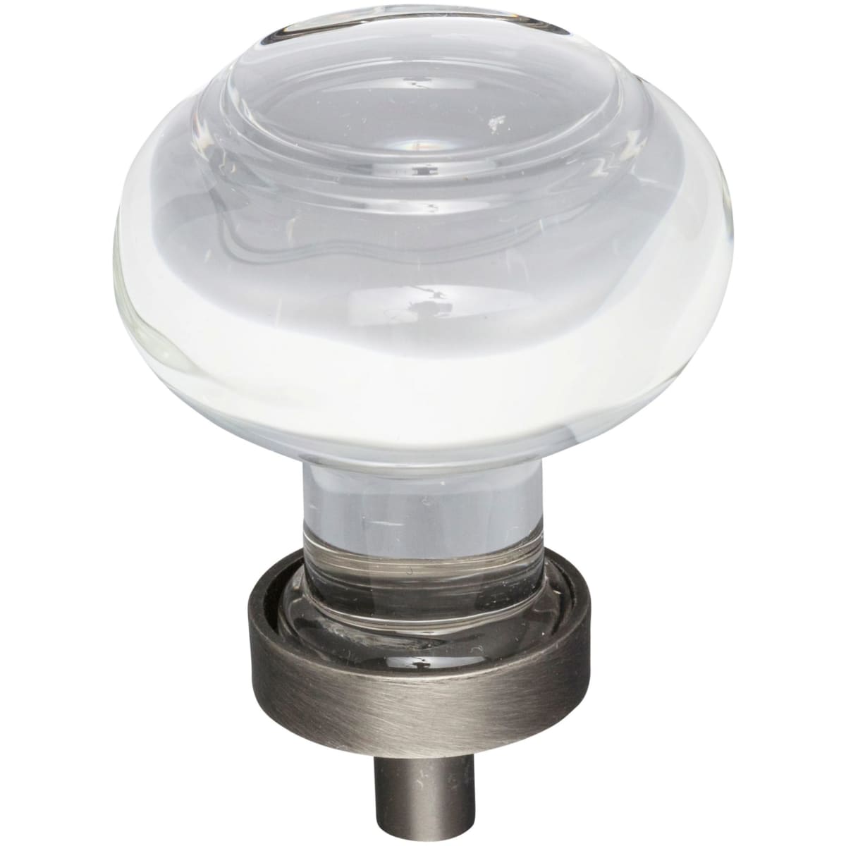 Jeffrey Alexander - G120BNBDL - Harlow 1-7/16" Glam Round Button Glass Cabinet Knob / Drawer Knob in Brushed Pewter