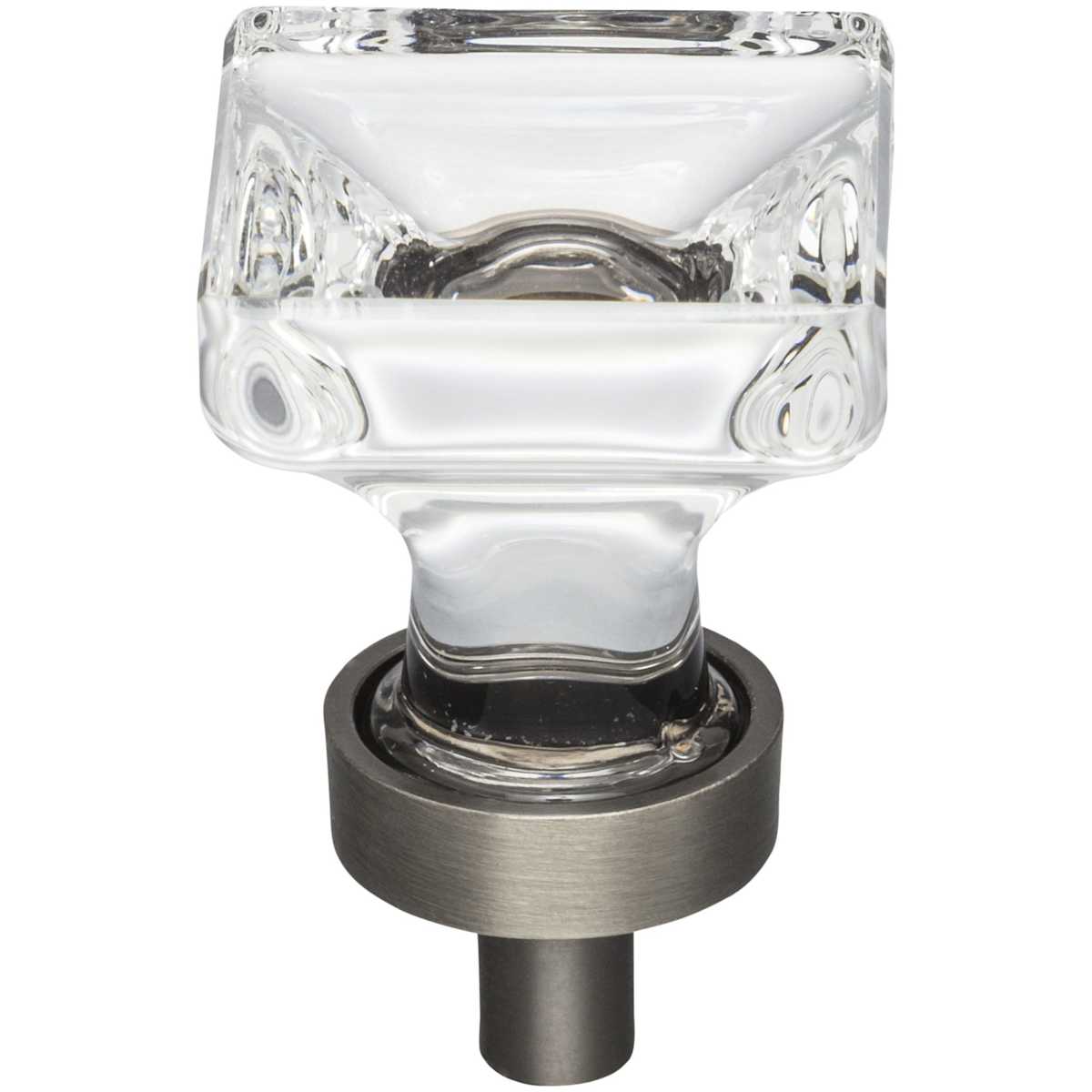 Jeffrey Alexander - G140SN - Harlow 1" Square Vintage Glam Glass Cabinet Knob / Drawer Knob in Satin Nickel