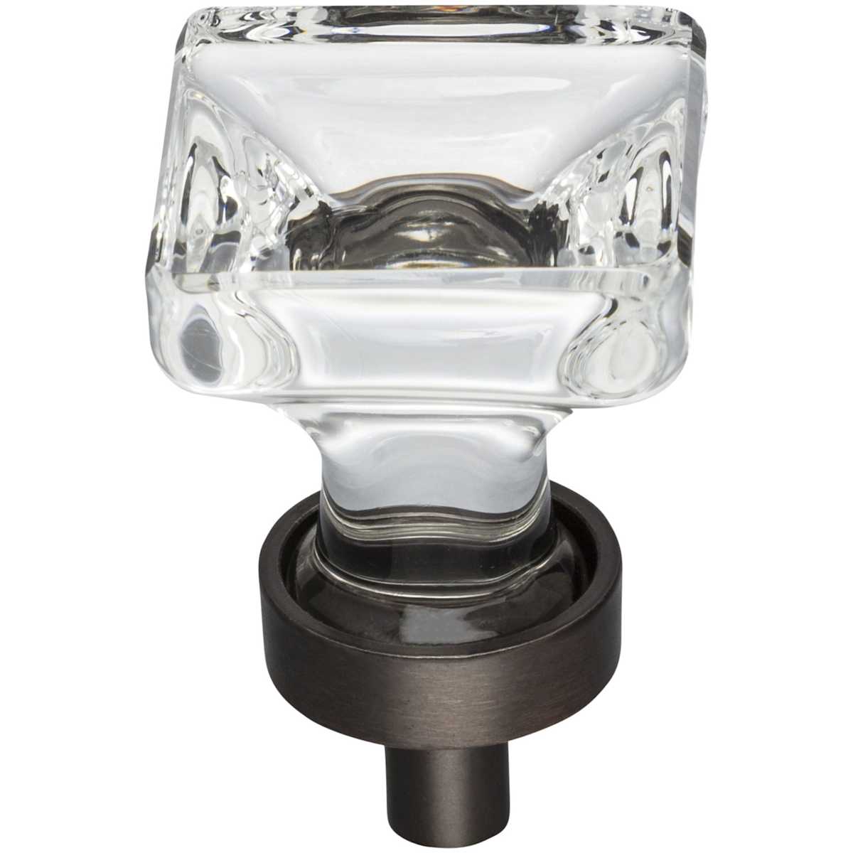 Jeffrey Alexander - G140SN - Harlow 1" Square Vintage Glam Glass Cabinet Knob / Drawer Knob in Satin Nickel