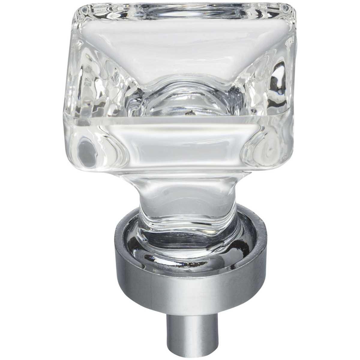 Jeffrey Alexander - G140SN - Harlow 1" Square Vintage Glam Glass Cabinet Knob / Drawer Knob in Satin Nickel