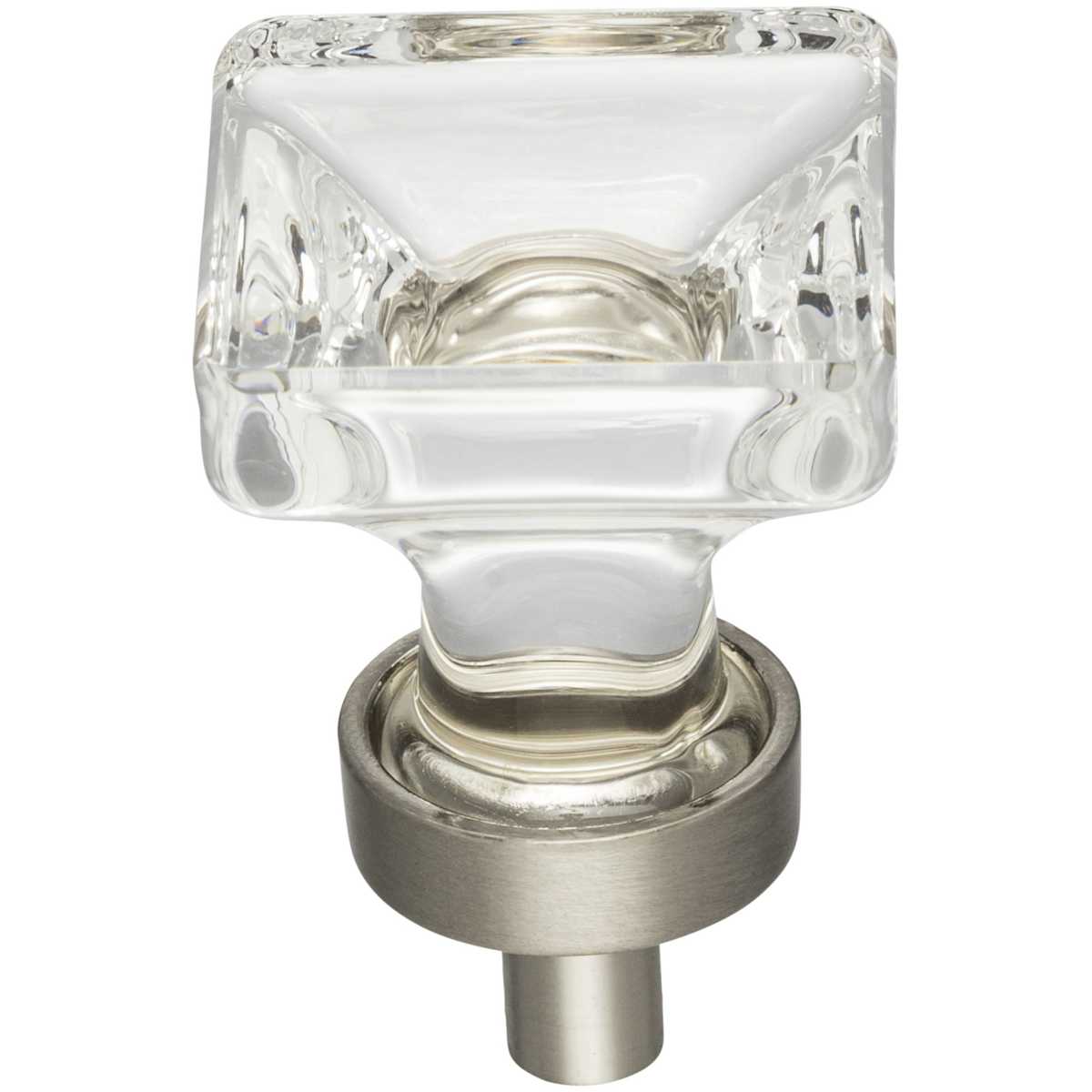 Jeffrey Alexander - G140SN - Harlow 1" Square Vintage Glam Glass Cabinet Knob / Drawer Knob in Satin Nickel