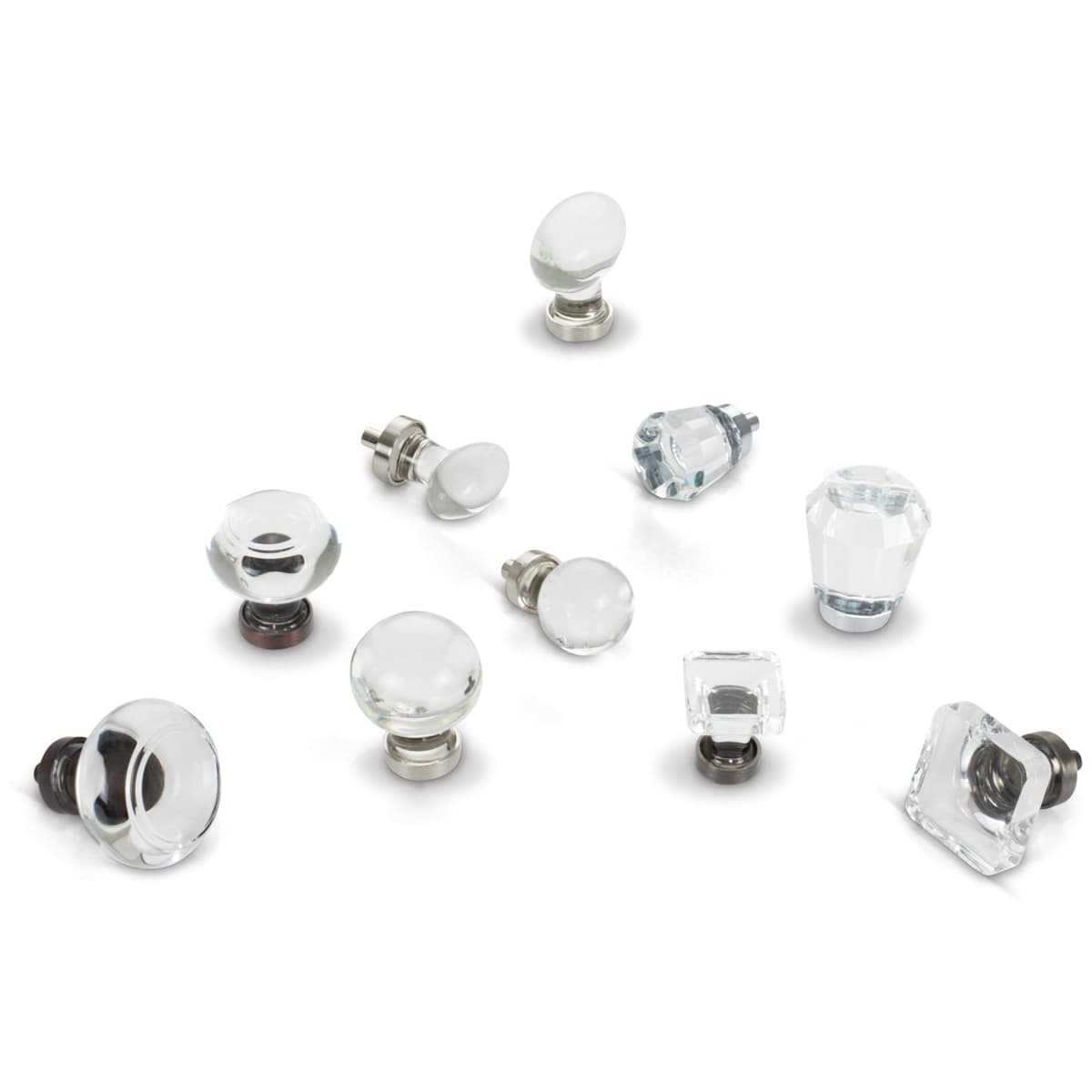 Jeffrey Alexander - G140SN - Harlow 1" Square Vintage Glam Glass Cabinet Knob / Drawer Knob in Satin Nickel
